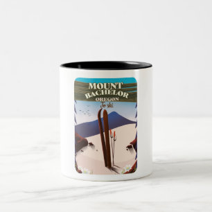 Tasse 2 Couleurs Affiche de voyage de ski Mount Bachelor Oregon