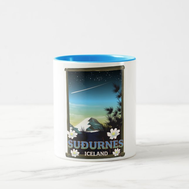 Tasse 2 Couleurs affiche de voyage de Suðurnes (Centre)