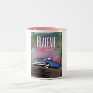 Tasse 2 Couleurs Affiche de voyage des années 80 de Hialeah Florida