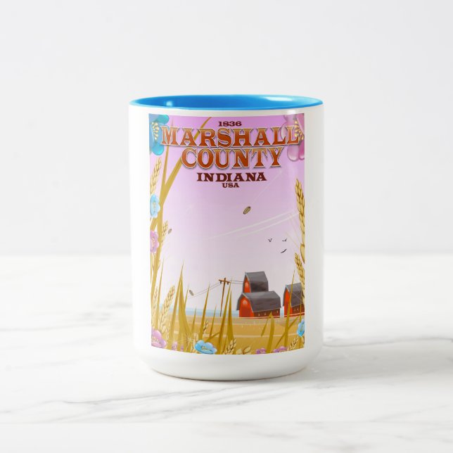 Tasse 2 Couleurs Affiche de voyage du comté de Marshall '1836' Indi (Centre)