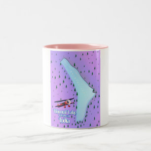 Tasse 2 Couleurs Affiche de voyage du lac Bhimtal Bhimtal Inde.