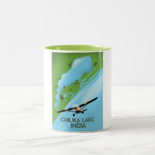 Tasse 2 Couleurs Affiche de voyage du lac Chilika en Inde