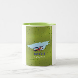 Tasse 2 Couleurs Affiche de voyage du lac Issyk-Koul Kirghizistan.