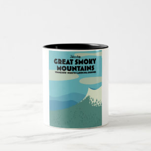 Tasse 2 Couleurs Affiche de voyage Great Smoky Mountains.
