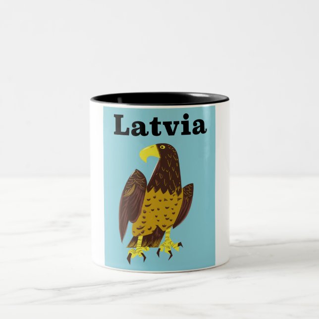 Tasse 2 Couleurs Affiche de voyage lettone. (Centre)