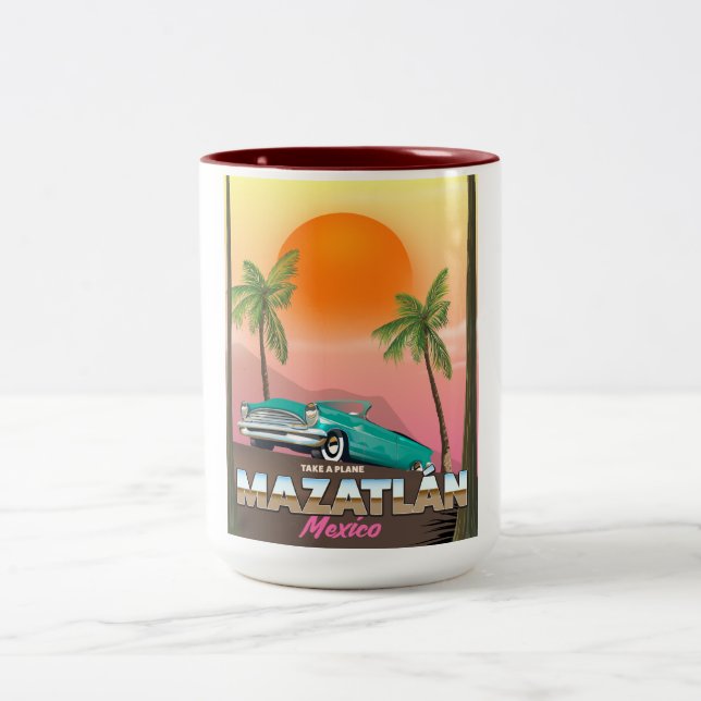 Tasse 2 Couleurs Affiche de voyage Mazatlán Mexique (Centre)