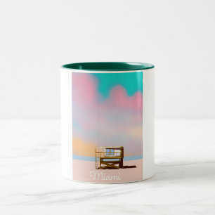 Tasse 2 Couleurs Affiche de voyage Miami Lifeguard