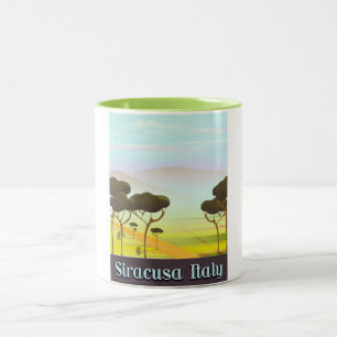 Tasse 2 Couleurs Affiche de voyage paysage de Syracuse Italie.