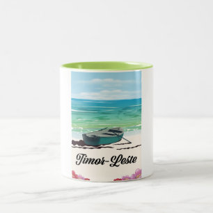 Tasse 2 Couleurs Affiche de voyage rétro du Timor-Leste.