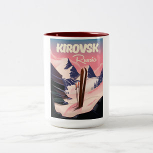 Tasse 2 Couleurs Affiche de voyage ski Kirovsk Russie