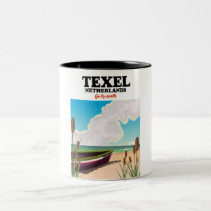 Tasse 2 Couleurs Affiche de voyage Texel Pays-Bas