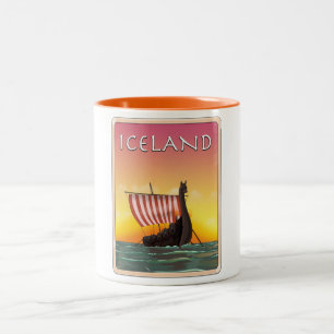 Tasse 2 Couleurs Affiche de voyage Viking Islande