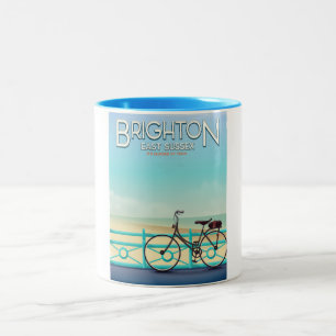 Tasse 2 Couleurs Affiche de voyage vintage Brighton, East Sussex.