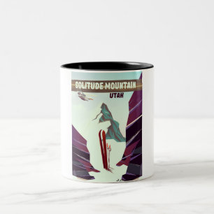 Tasse 2 Couleurs Affiche de voyage vintage de la montagne Solitude