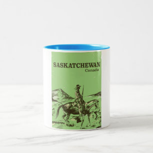 Tasse 2 Couleurs Affiche de voyage vintage de Saskatchewan Canada