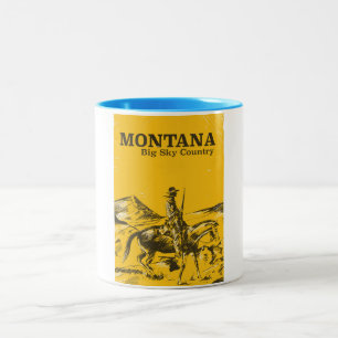 Tasse 2 Couleurs Affiche de voyage vintage du Montana Big sky Count