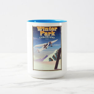 Tasse 2 Couleurs affiche de voyage vintage du Winter Park colorado