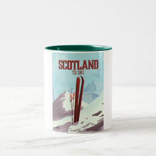 Tasse 2 Couleurs Affiche de voyage vintage Scotland To Ski