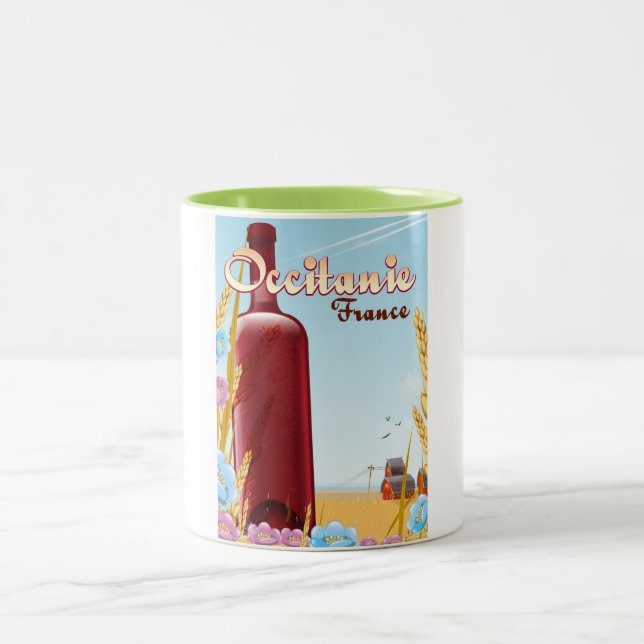 Tasse 2 Couleurs Affiche paysagère d'Occitanie France (Centre)