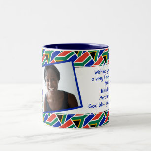 Tasse 2 Couleurs AFRIQUE DU SUD Modèle photo FLAG Ajouter votre tex
