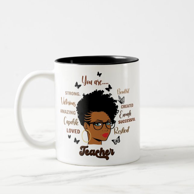 Tasse 2 Couleurs Afro Enseignant Femme noire Enseignante Africaine  (Gauche)