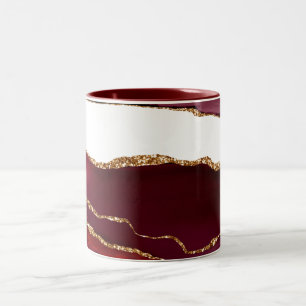 Tasse 2 Couleurs Agate de Bourgogne avec veines de paillettes d'or