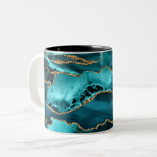 Tasse 2 Couleurs Agencement bleu et or (Devant gauche)