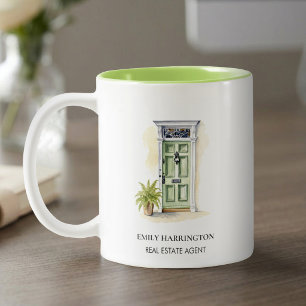 Tasse 2 Couleurs Agent immobilier logo aquarelle Porte Verte