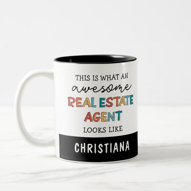 Tasse 2 Couleurs Agent Immobilier Personnalisé Drôle Awesome Réalis (Gauche)