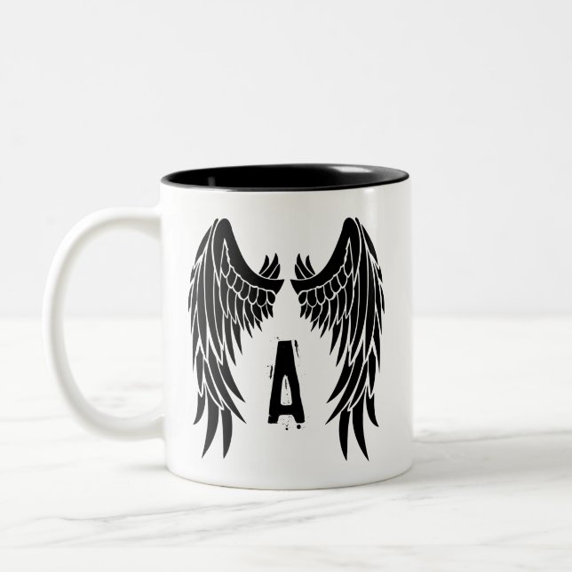 Tasse 2 Couleurs Aile d'angle de tatouage Monogramme (Gauche)