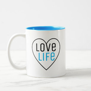 Tasse 2 Couleurs Aimer la vie avec une forme de cœur