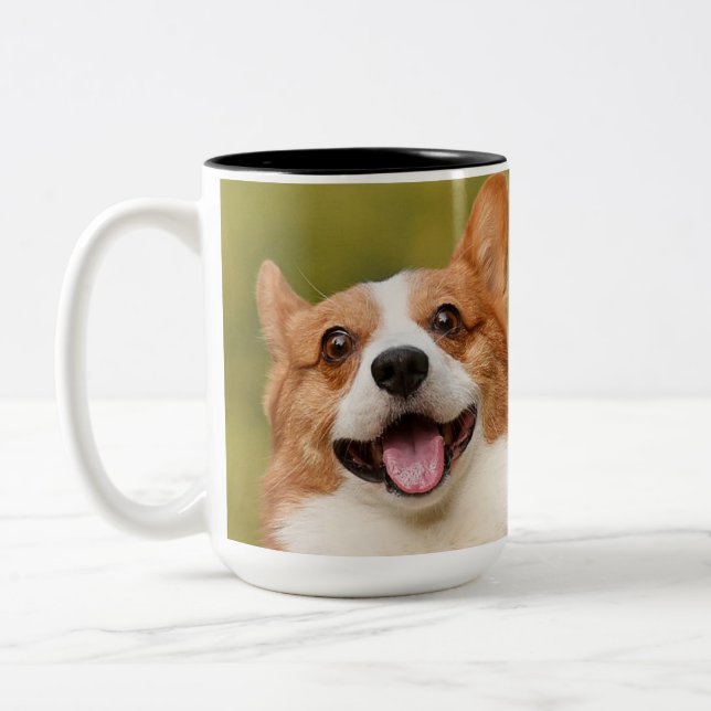 Tasse 2 Couleurs Ajouter photo de chien personnalisé Customisé (Gauche)