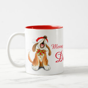 Tasse 2 Couleurs Ajoutez votre propre nom de chien chanteur de Noë