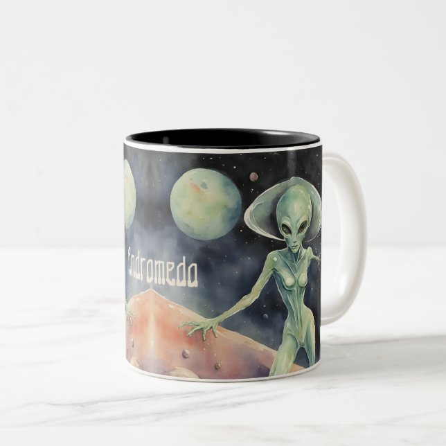 Tasse 2 Couleurs Alien extraterrestre (Devant droit)