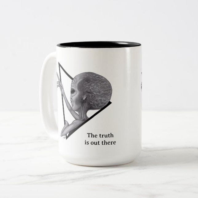 Tasse 2 Couleurs Alien gris, la vérité est là (Devant gauche)