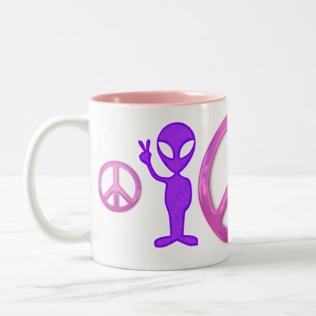 Tasse 2 Couleurs Alien pourpre de paix (Gauche)