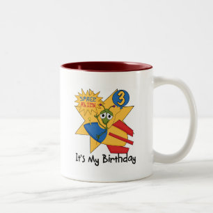 Tasse 2 Couleurs Alien spatial 3ème anniversaire Tshirts et cadeaux