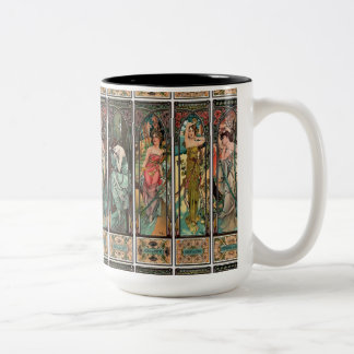 Tasse 2 Couleurs Alphonse Mucha art, Art nouveau, vintage, femmes, 