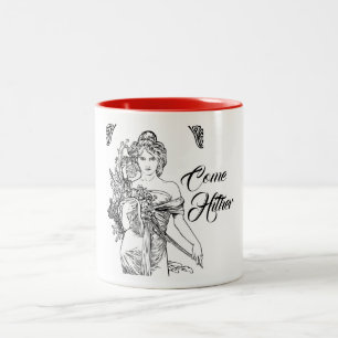 Tasse 2 Couleurs Alphonse mucha Art nouveau femme fleurs