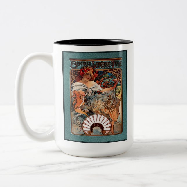 Tasse 2 Couleurs Alphonse Mucha Biscuits Lefevre Utile Speckled De (Gauche)