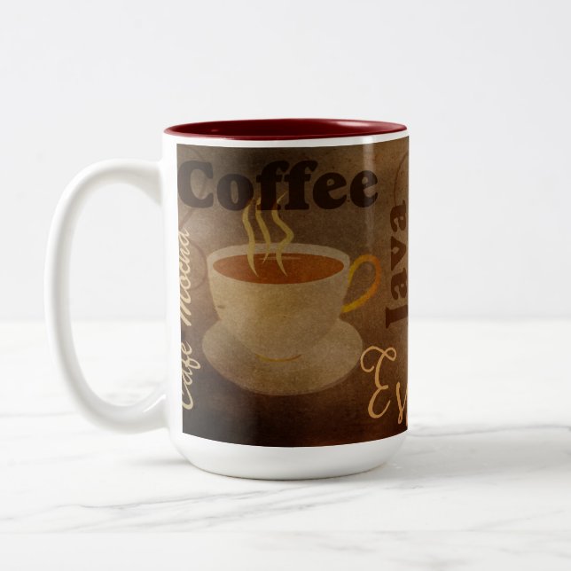 Tasse 2 Couleurs Amateurs de café Word Art (Gauche)