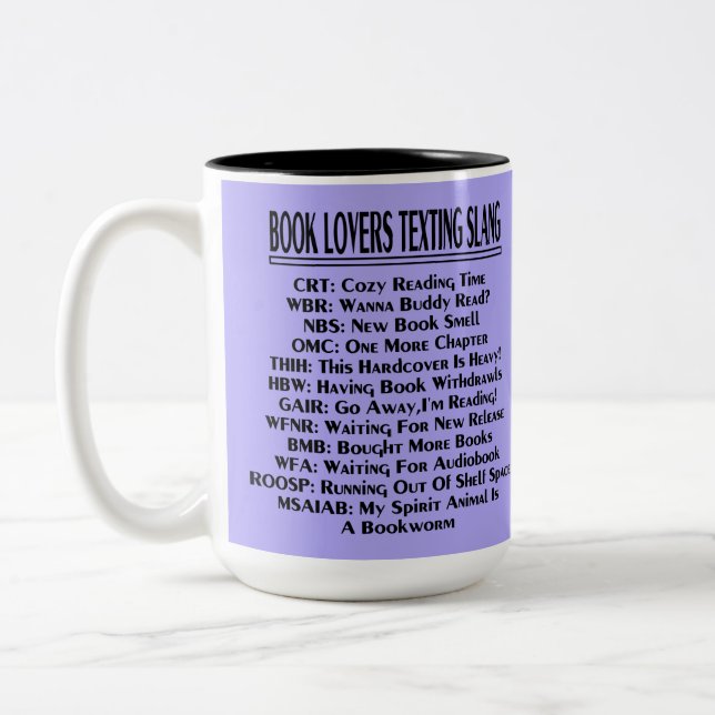 Tasse 2 Couleurs Amateurs de livre textos texte argot sombre (Gauche)