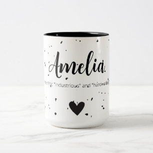 Tasse 2 Couleurs Amelia Nom Révélation Signification Minimal Modern