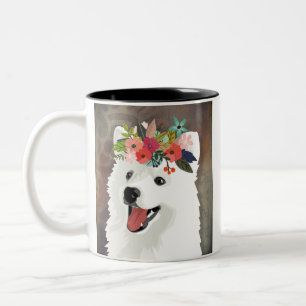 Tasse 2 Couleurs American Eskimo Chien race Flower Crown