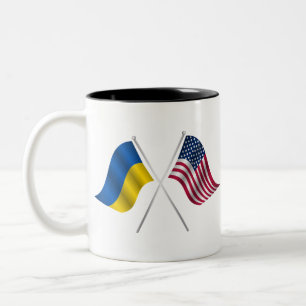 Tasse 2 Couleurs American flag and Ukrainian flag