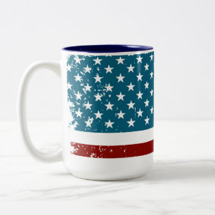 Tasse 2 Couleurs American Flag étoiles rayures rouge blanc bleu