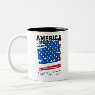Tasse 2 Couleurs Amérique, Land I Love, Distressed USA