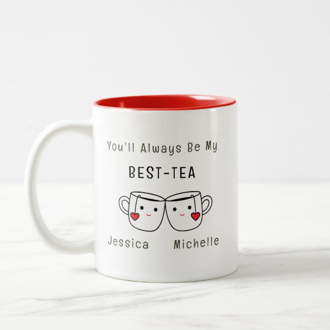 Tasse 2 Couleurs Amitié personnalisée Meilleur Thé (Gauche)