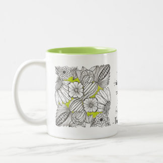 Tasse 2 Couleurs Amitié Précieuse avec Doodle de Fleur Abstraite