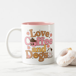 Tasse 2 Couleurs Amour Café et Chiens Rétro